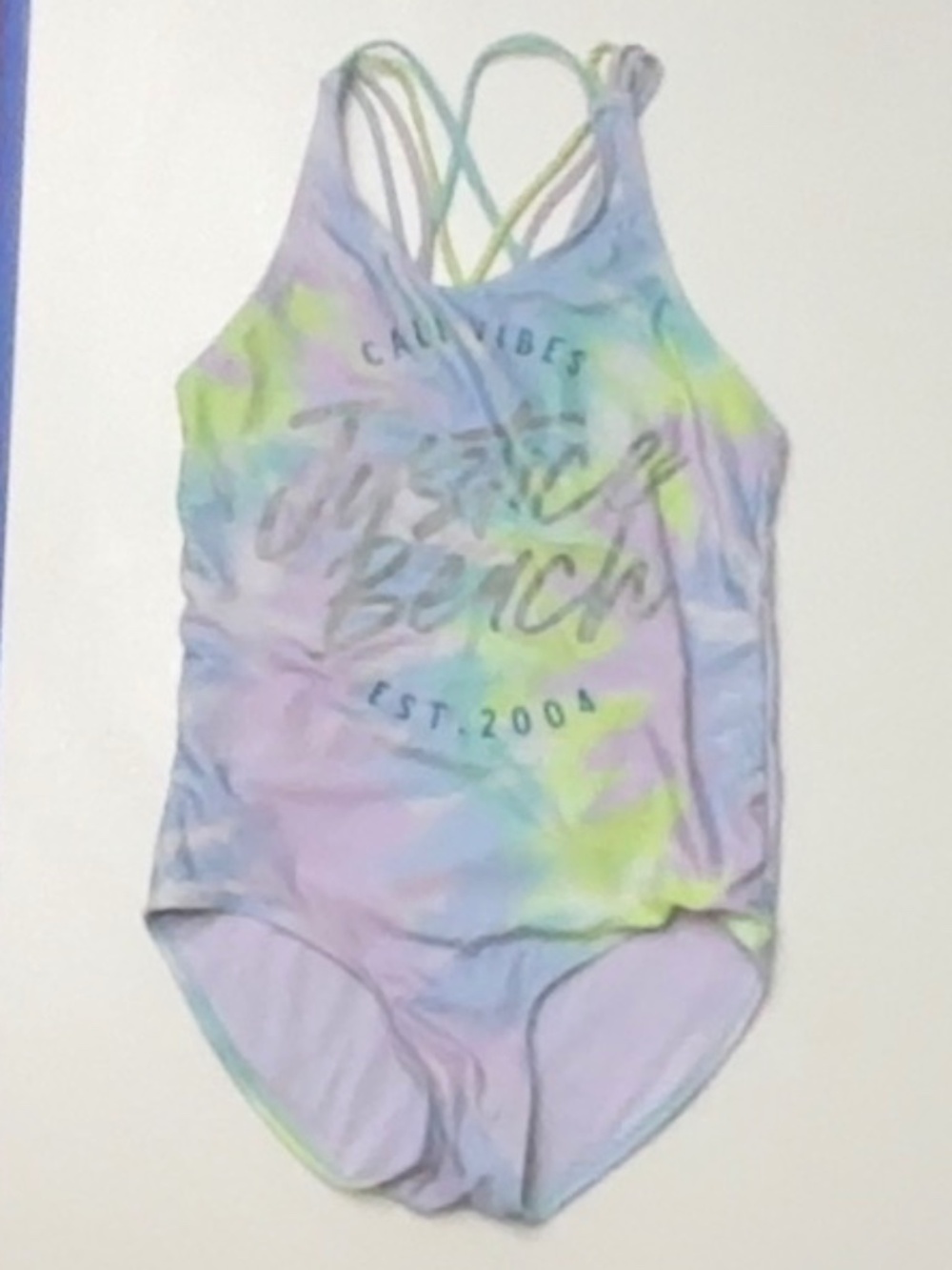 Cute pink, blue, yellow, teal, and purple swimsuit
